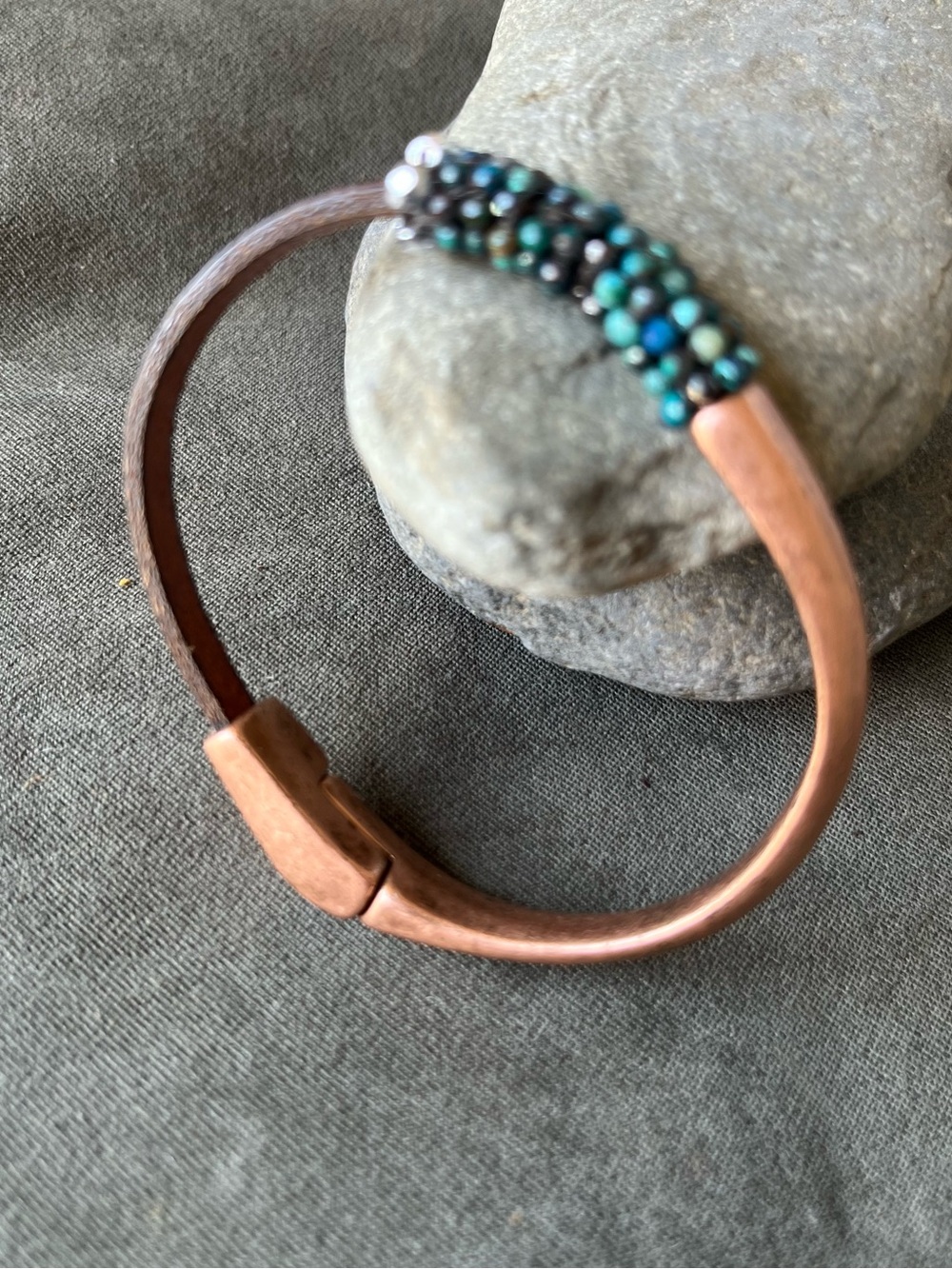 Sundance style gemstone cuff bracelet